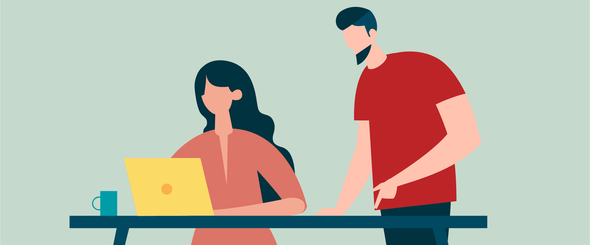 Illustration of a person on a laptop